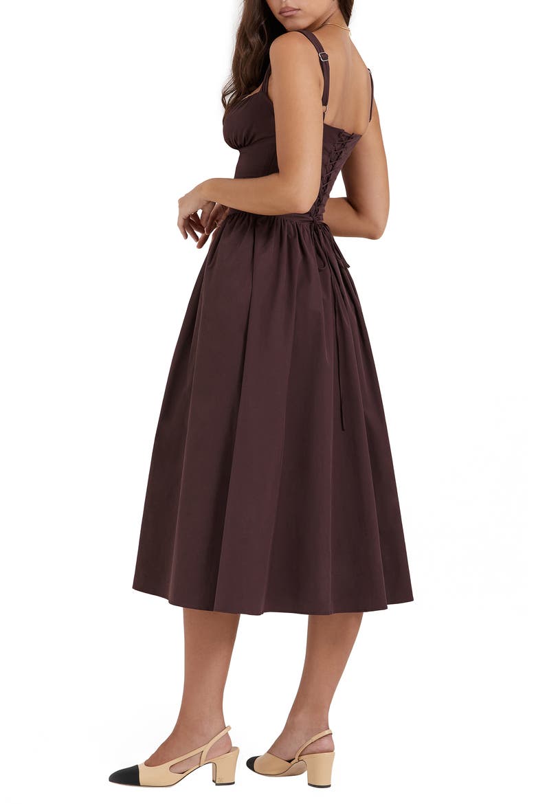Tatiana Corset Dress, Alternate, color, RICH BROWN