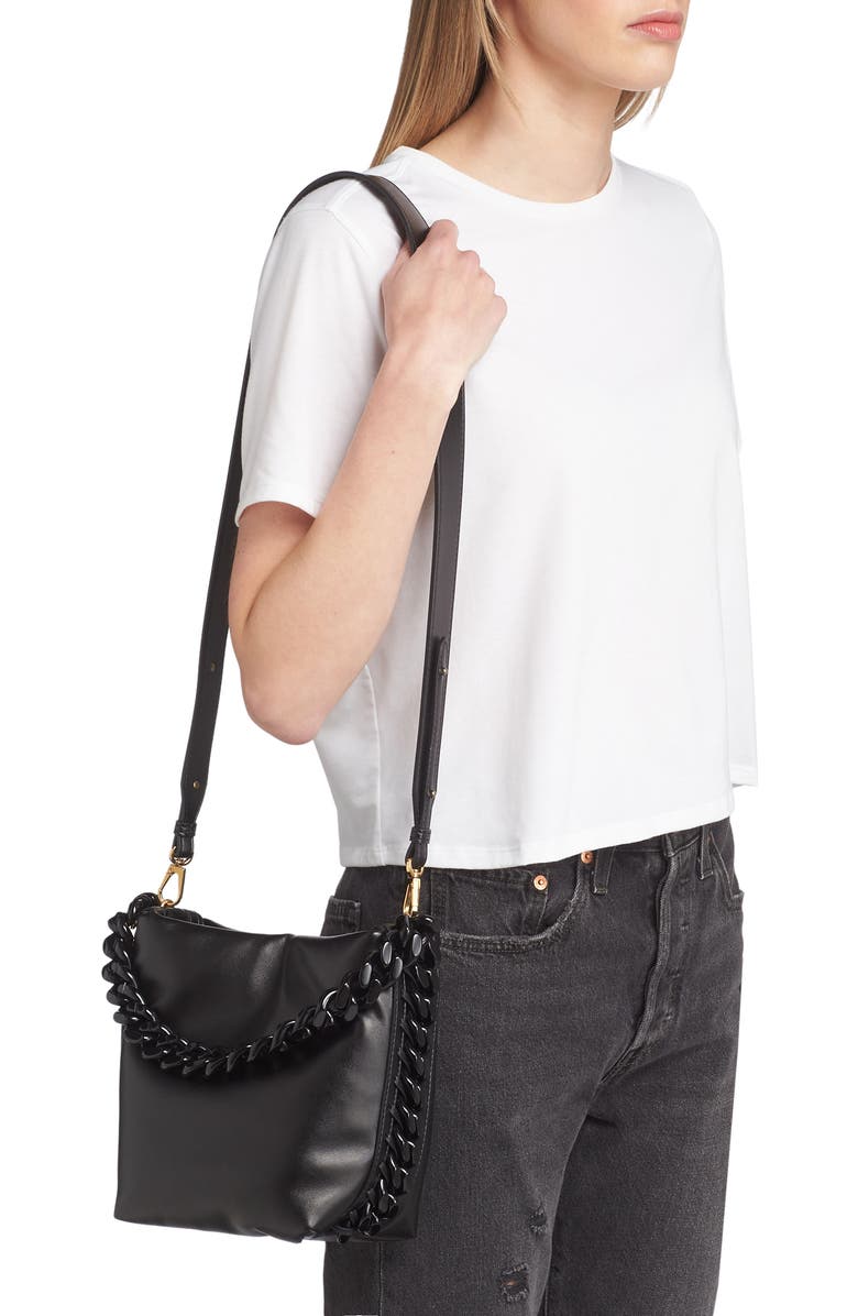 Stella McCartney Frayme Puffy Faux Leather Bucket Bag, Alternate, color,