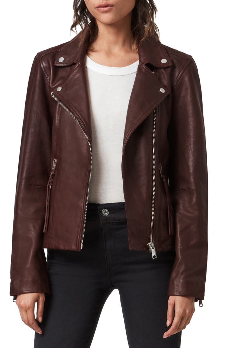 AllSaints Dalby Leather Biker Jacket, Main, color, 