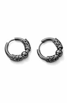 REBL Stainless Steel Snake Wrapped Huggie Hoop Earrings
