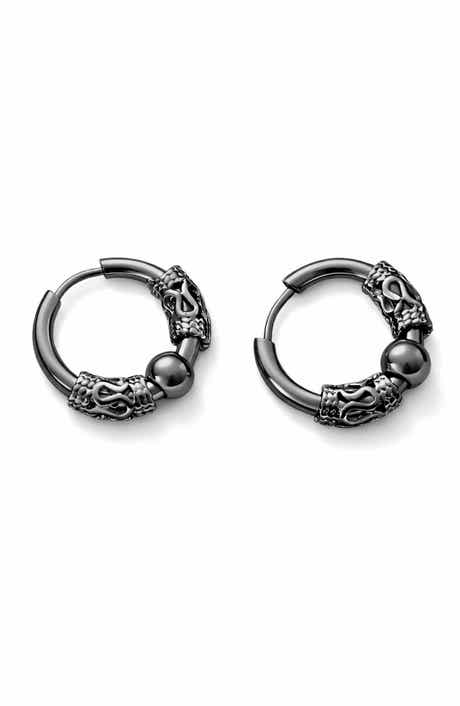 REBL Stainless Steel Snake Wrapped Huggie Hoop Earrings