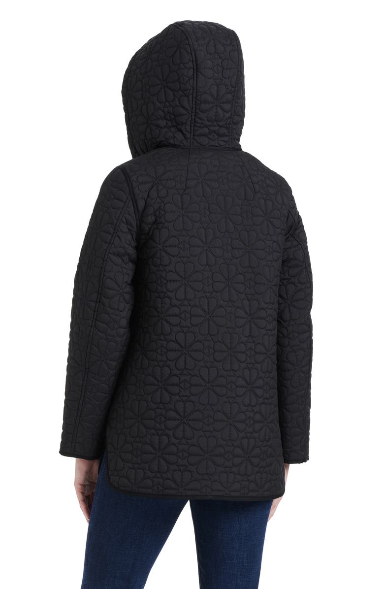 Kate Spade New York spade floral quilted a-line jacket, Alternate, color, Black