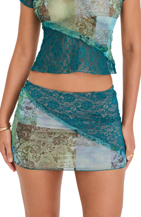 Lace & Mesh Miniskirt