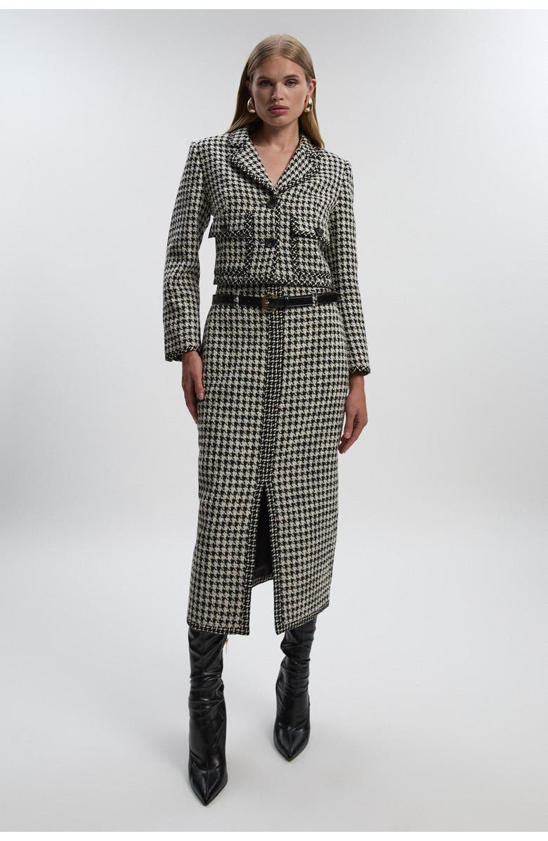 Karen Millen Tweed Belted Pencil Skirt, Alternate, color, Multi