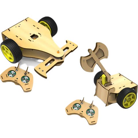 DIY Motorized Battle Robot Kit, 2 Pack, Build Wooden Toy Fighter Bots