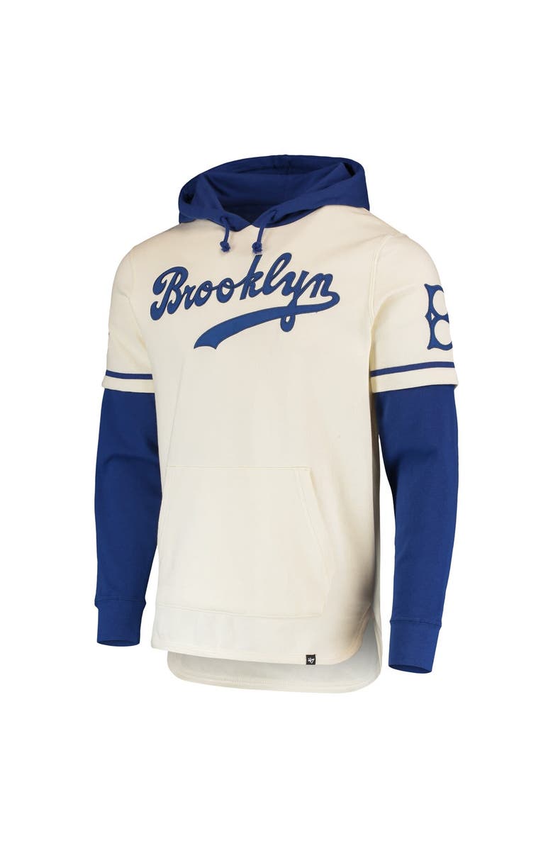 '47 Men's '47 Cream Los Angeles Dodgers Trifecta Shortstop Pullover Hoodie, Alternate, color, 