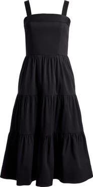 Alice + Olivia Saige Tiered Stretch Poplin Midi Dress