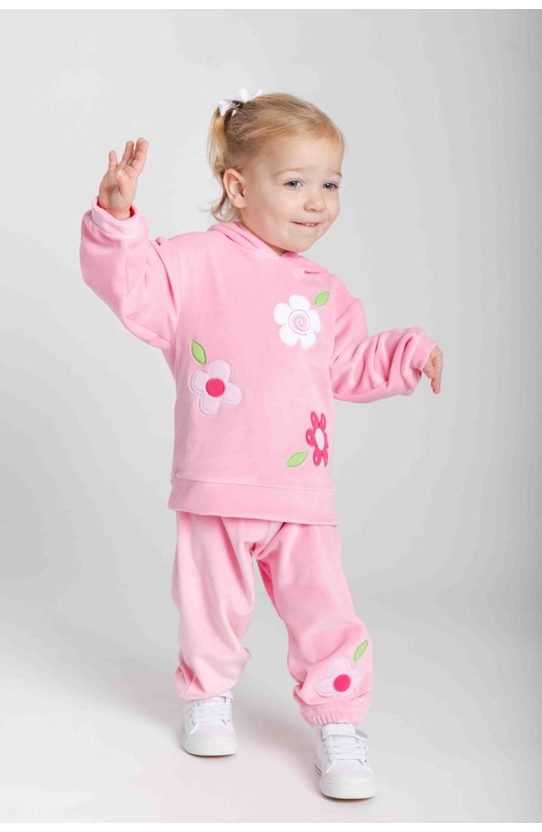 Florence Eiseman Velour Jogger Pants With Flower, Alternate, color, Pink