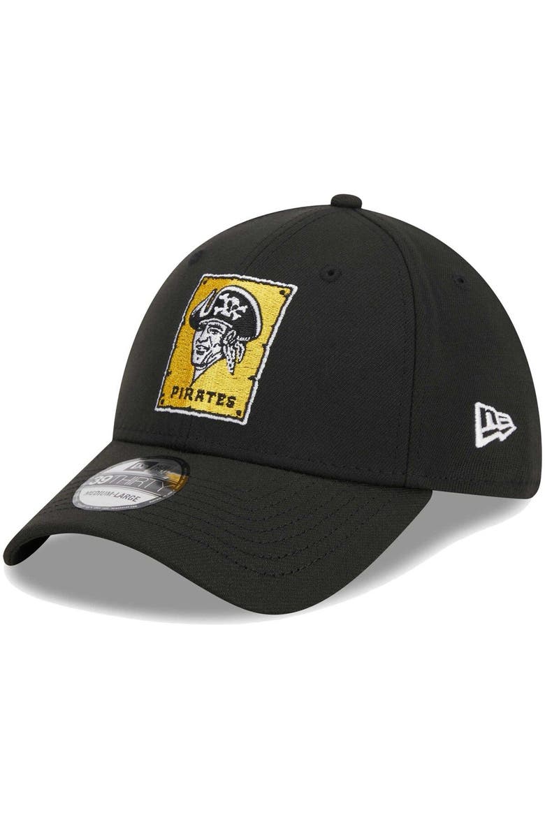 Men's New Era Black Pittsburgh Pirates Logo 39THIRTY Flex Hat, Main, color, Black