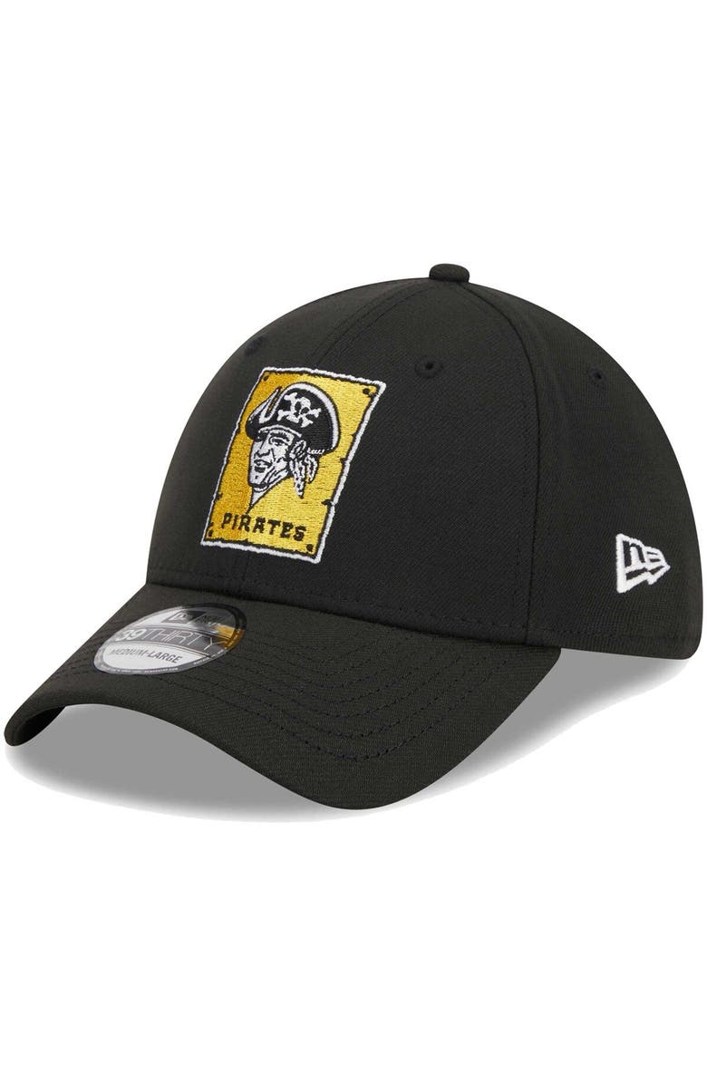 New Era Men's New Era Black Pittsburgh Pirates Logo 39THIRTY Flex Hat, Main, color, Black