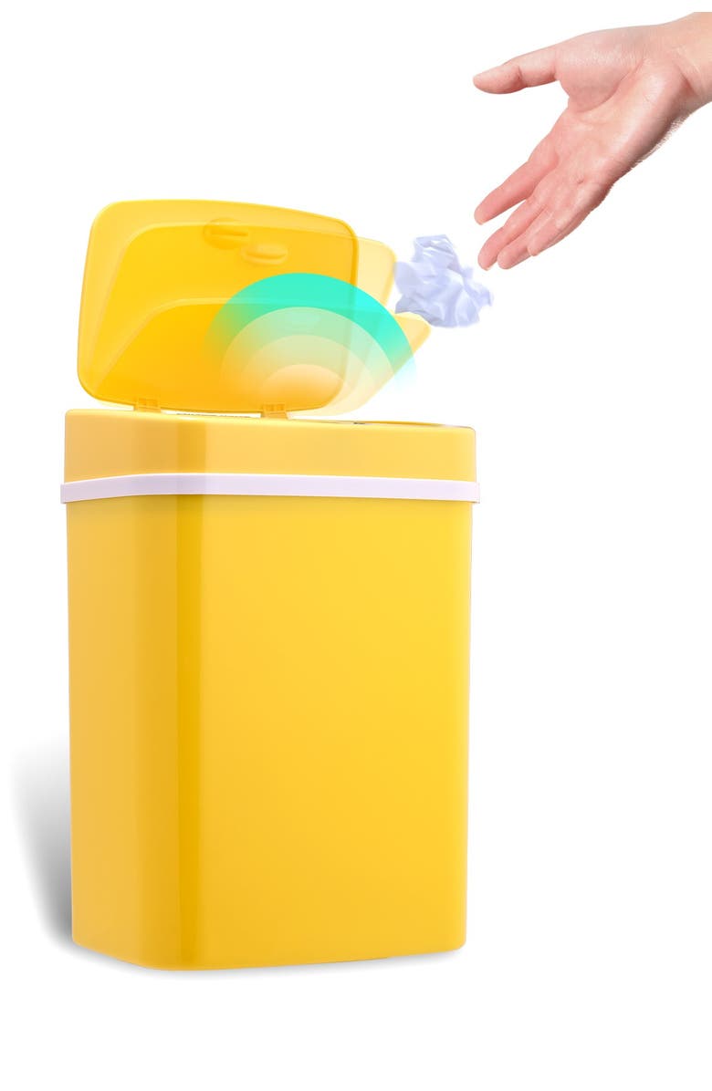 NINESTARS Yellow Motion Sensor Trash Can - 12 liters, Alternate, color,