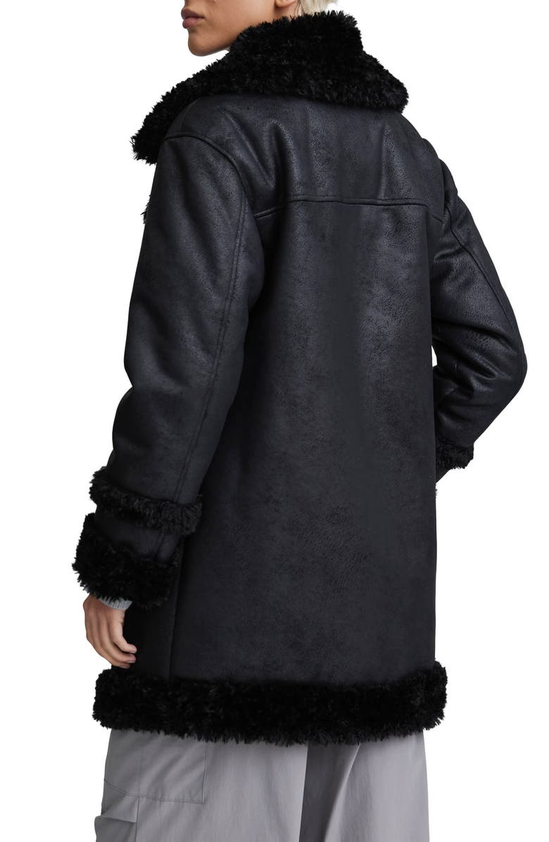 NVLT Double Breasted Faux Shearling Jacket, Alternate, color,