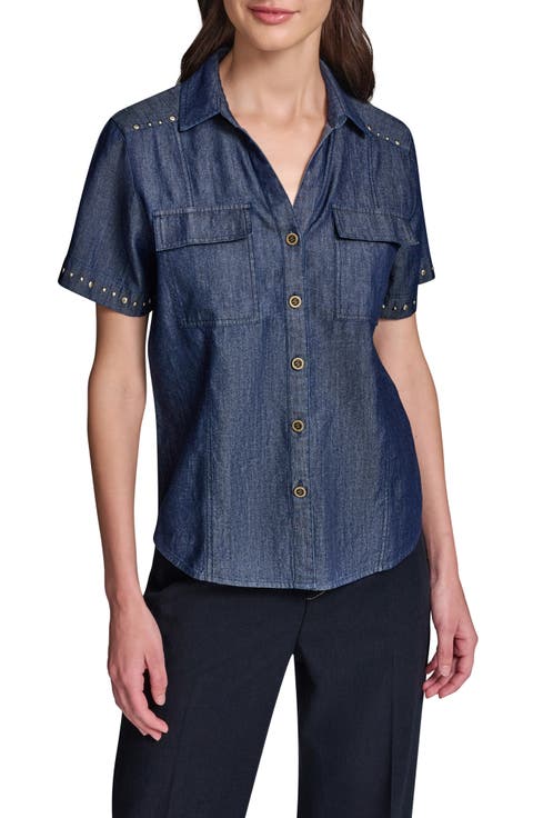 <p>Studded Button-Up Shirt</p>