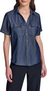 KARL LAGERFELD PARIS <p>Studded Button-Up Shirt</p>