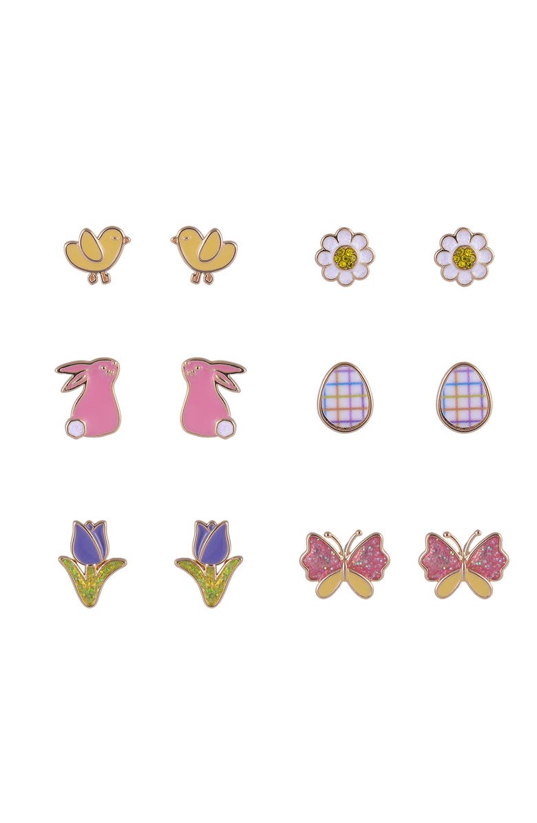 Hallmark 6 pack Easter Theme Stud Earring Set, Alternate, color, Multicolored