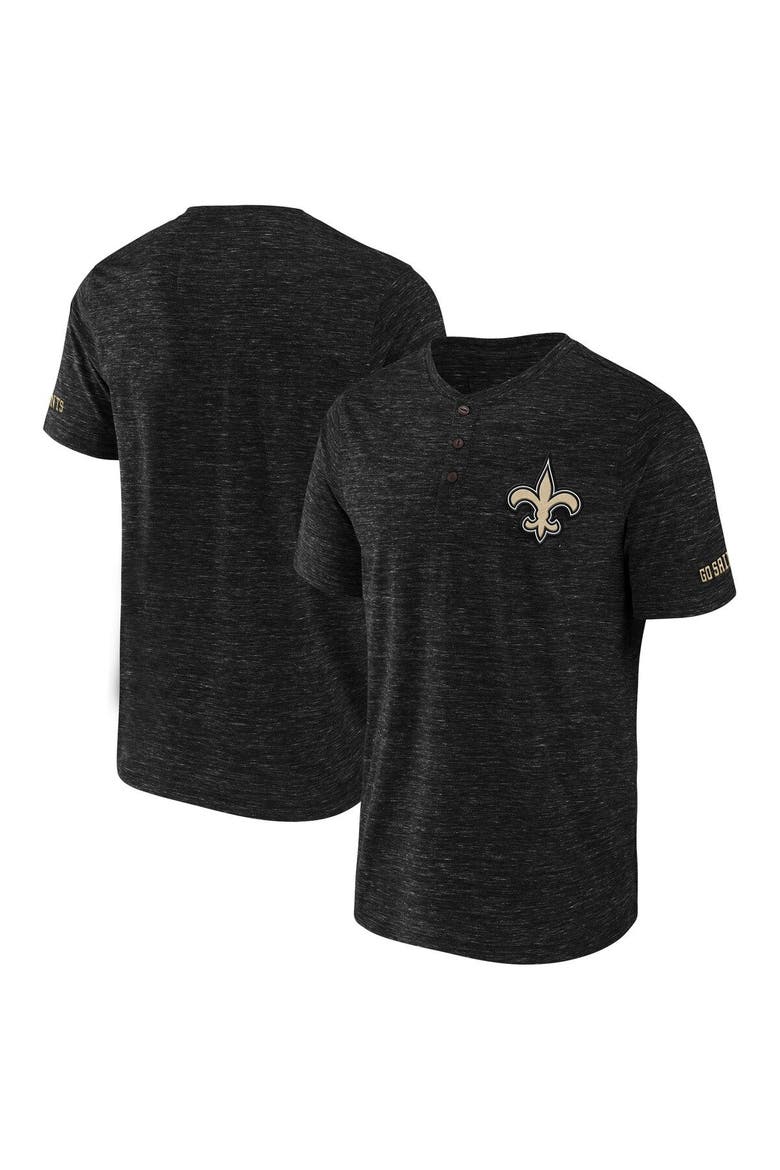 Men's NFL x Darius Rucker Collection by Fanatics Black New Orleans Saints Slub Henley T-Shirt, Main, color, Black