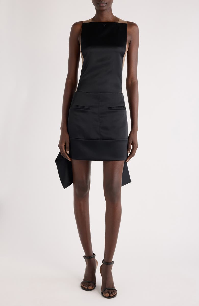 Courrèges Illusion Inset Satin Bodysuit, Alternate, color, 