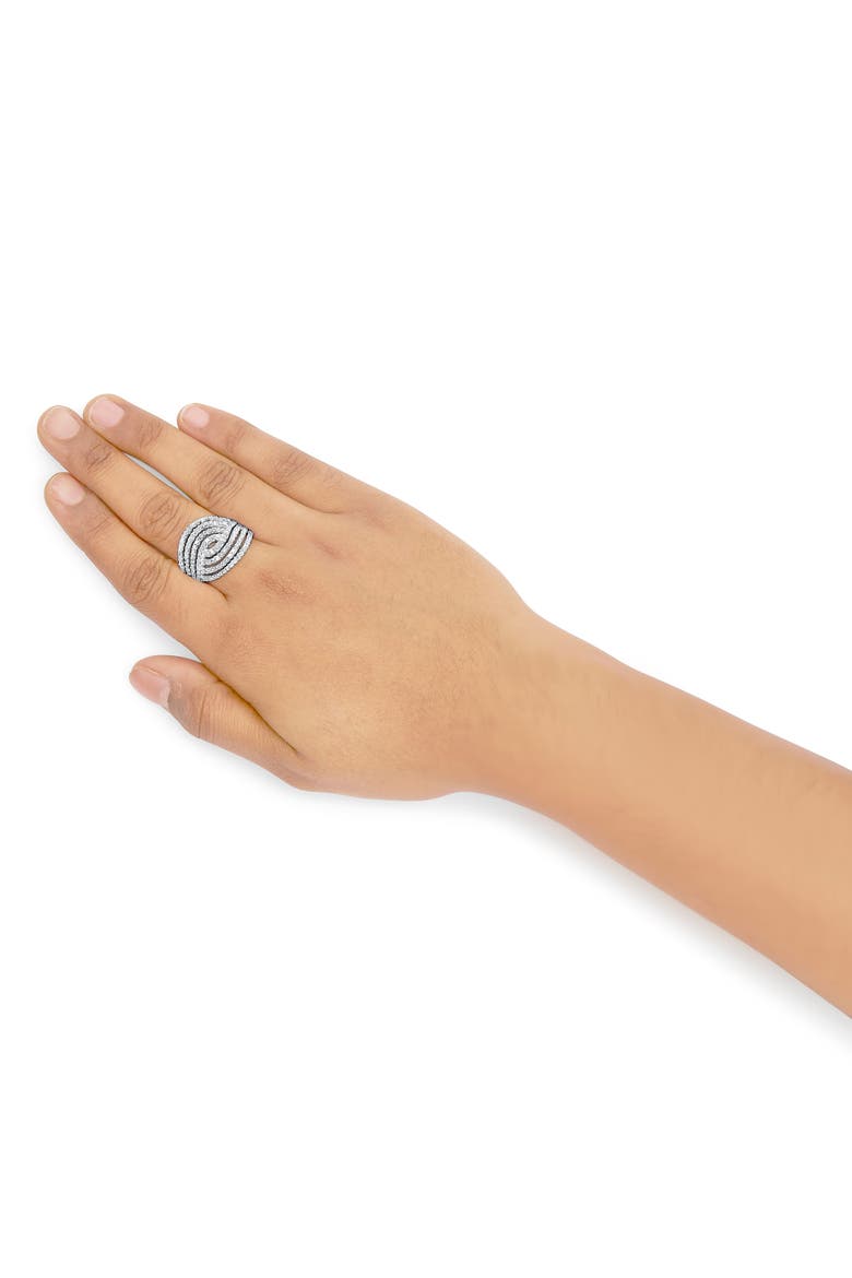 10K White Gold 1 1/2 Cttw Princess Diamond Swirl Design Cocktail Ring, Alternate, color, White Gold