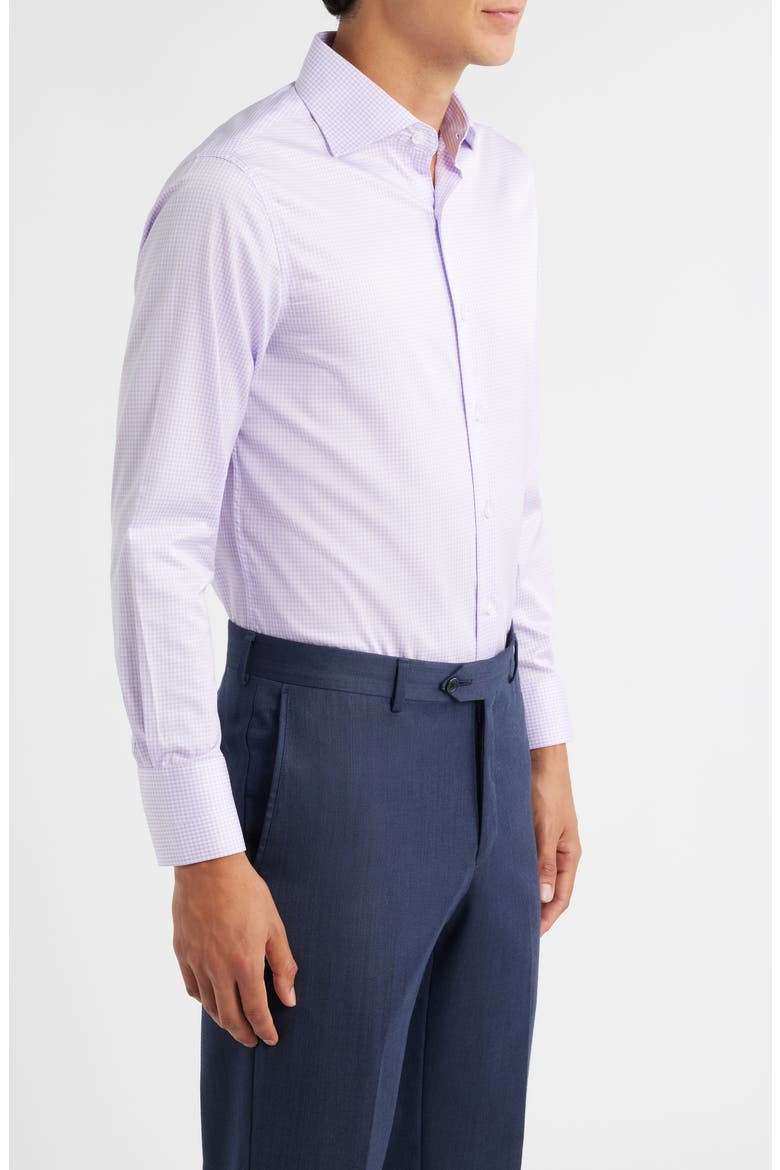 Trim Fit Grid Check Cotton Dress Shirt, Alternate, color, LAVENDER/ WHITE