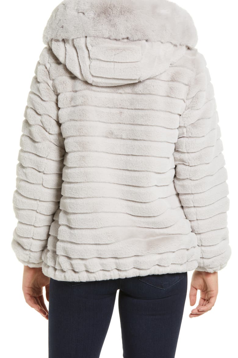 Hooded Faux Fur Jacket, Alternate, color, GREY