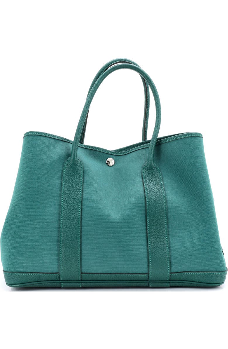Pre-Owned Hermes Garden Party Tote Toile and Leather 36, Main, color, Malachite