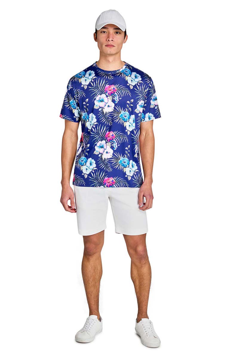 CONSTRUCT Regular Fit Hibiscus Recycled Performance Golf T-Shirt, Alternate, color, Navy