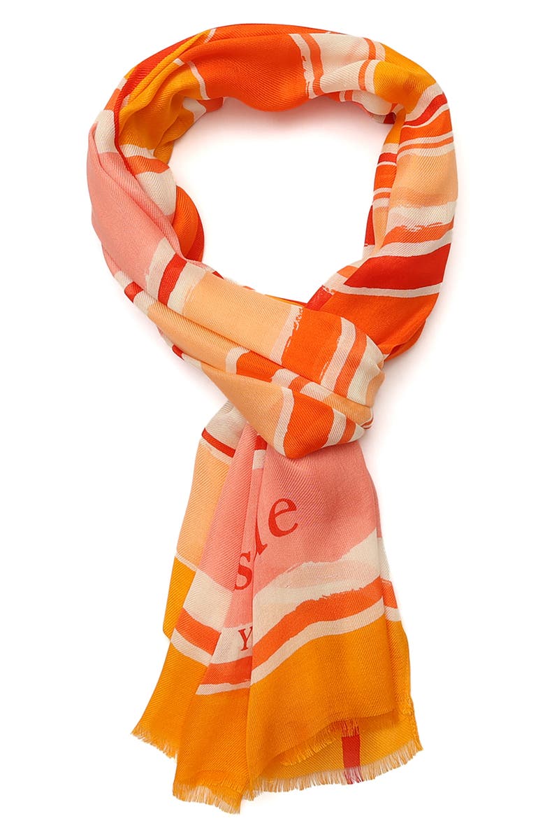 Kate Spade New York ocean stripe oblong scarf, Alternate, color, Pink Multi