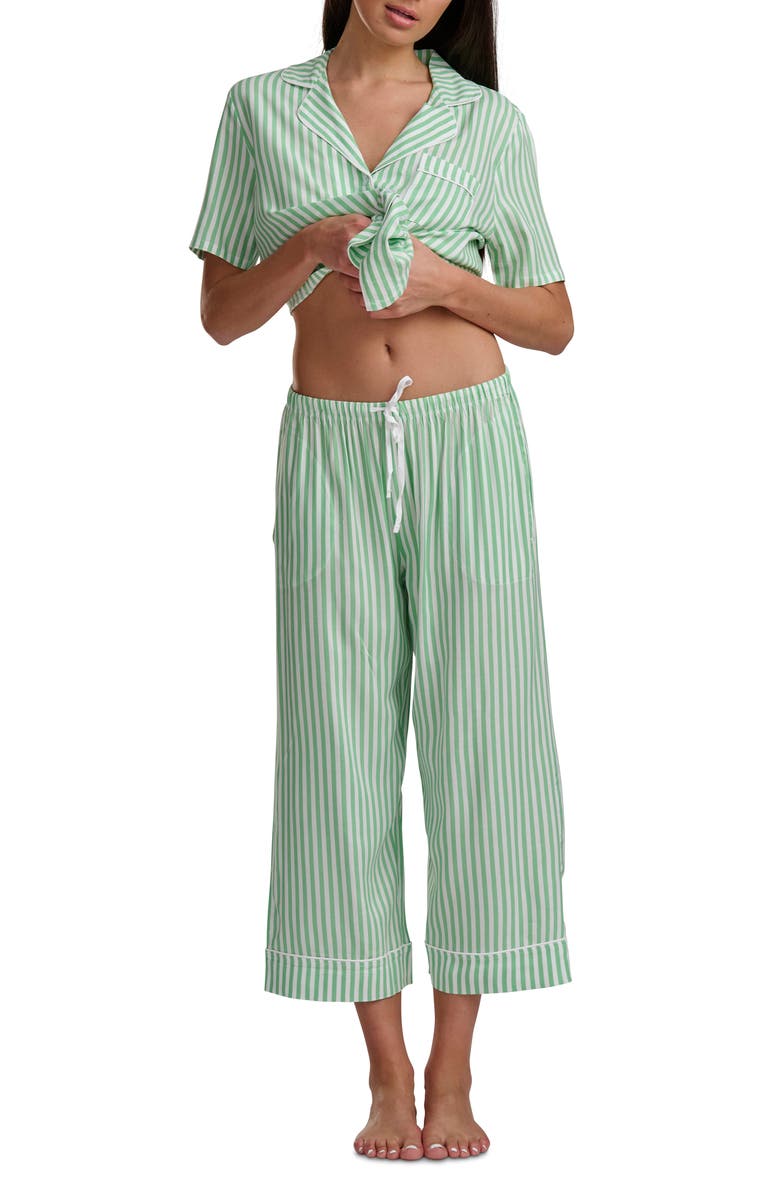 Splendid Notch Collar Pajamas, Alternate, color, Foggreenstripe