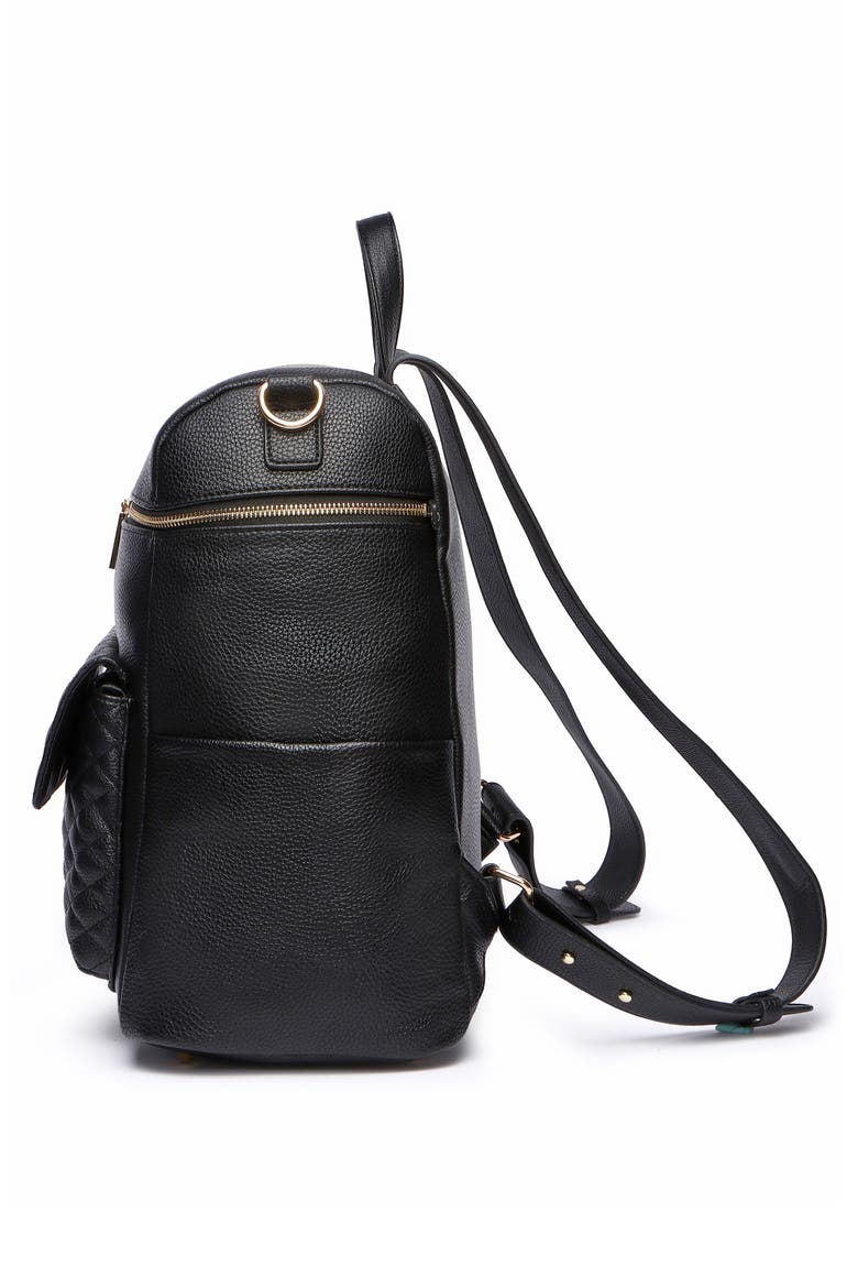 Monaco Faux Leather Diaper Backpack, Alternate, color, EBONY BLACK