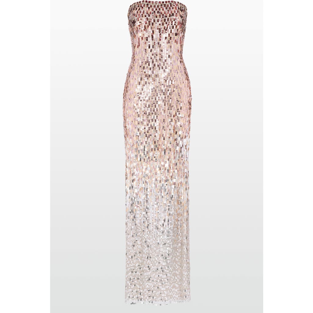 Jenny Packham Lucille Sequined Strapless Gown In Pink