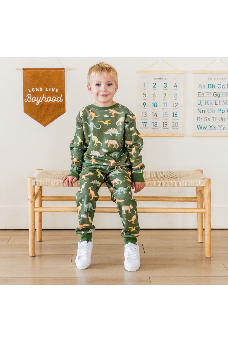 Dinosaurs Rock Sweatshirt, Alternate, color, Olive Green