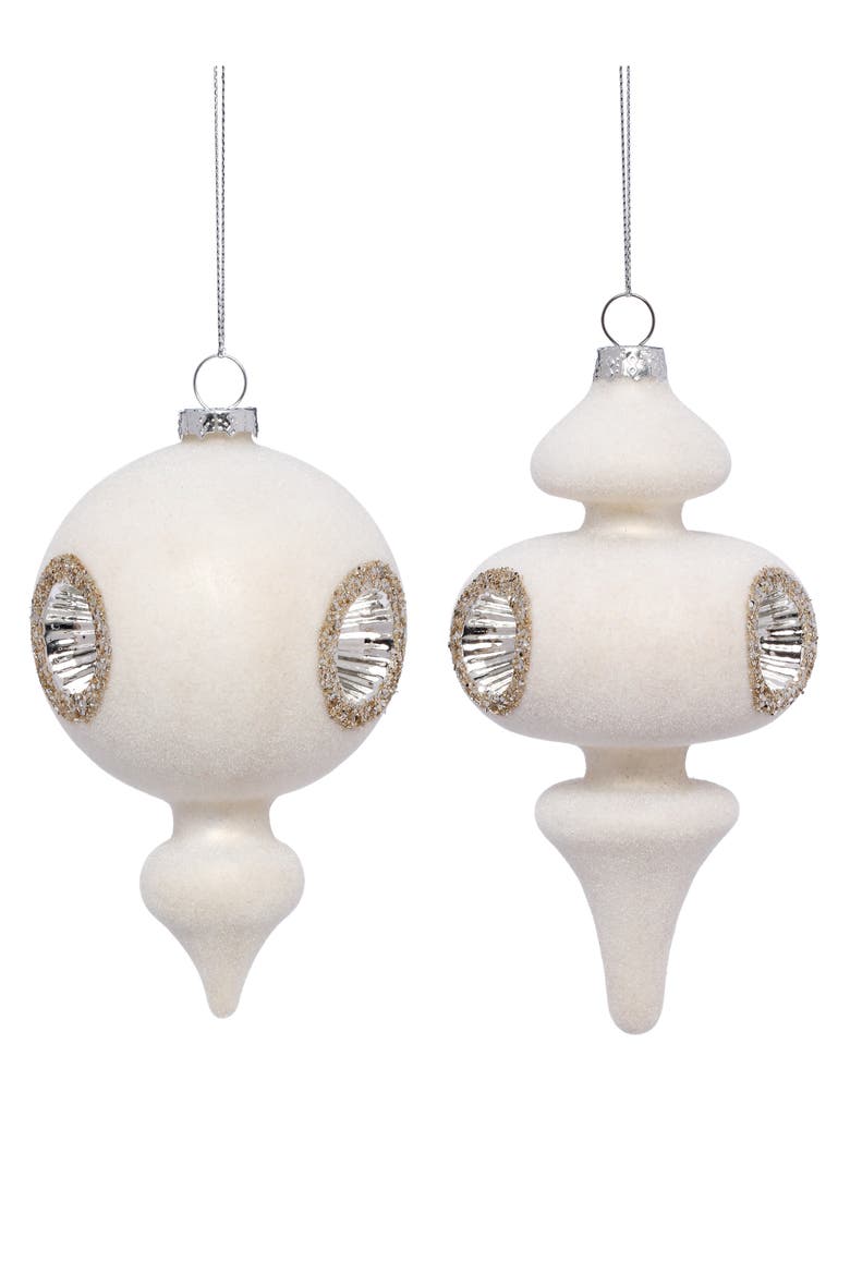 Silver Sparkle Finial Ornament, Box of 6, Main, color, Cream