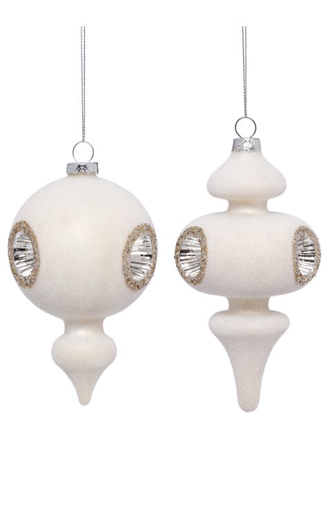 Silver Sparkle Finial Ornament, Box of 6