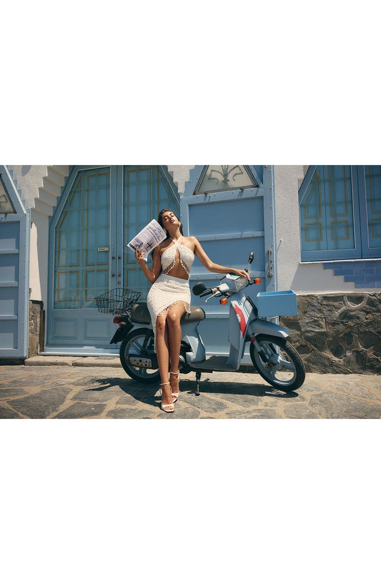 Capittana Sally Fringe Lace Halter Top, Alternate, color, White