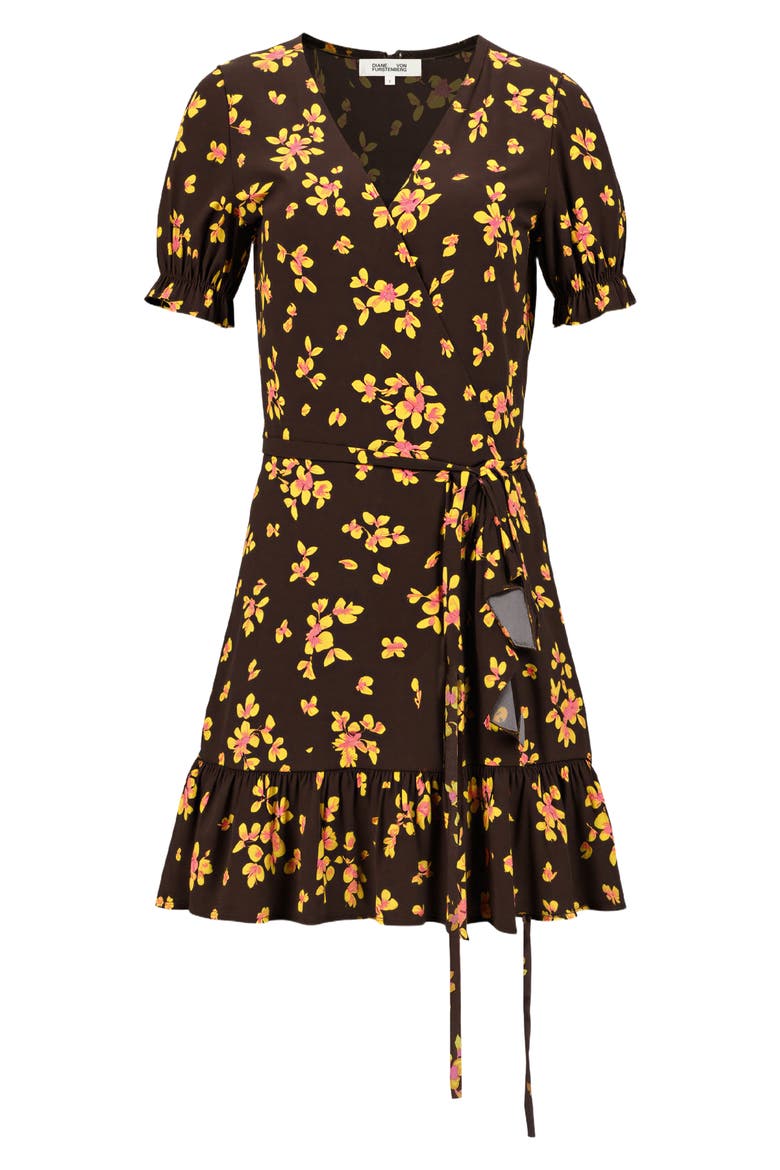 Emilia Floral Wrap Minidress, Alternate, color, ISLAND ORCHID