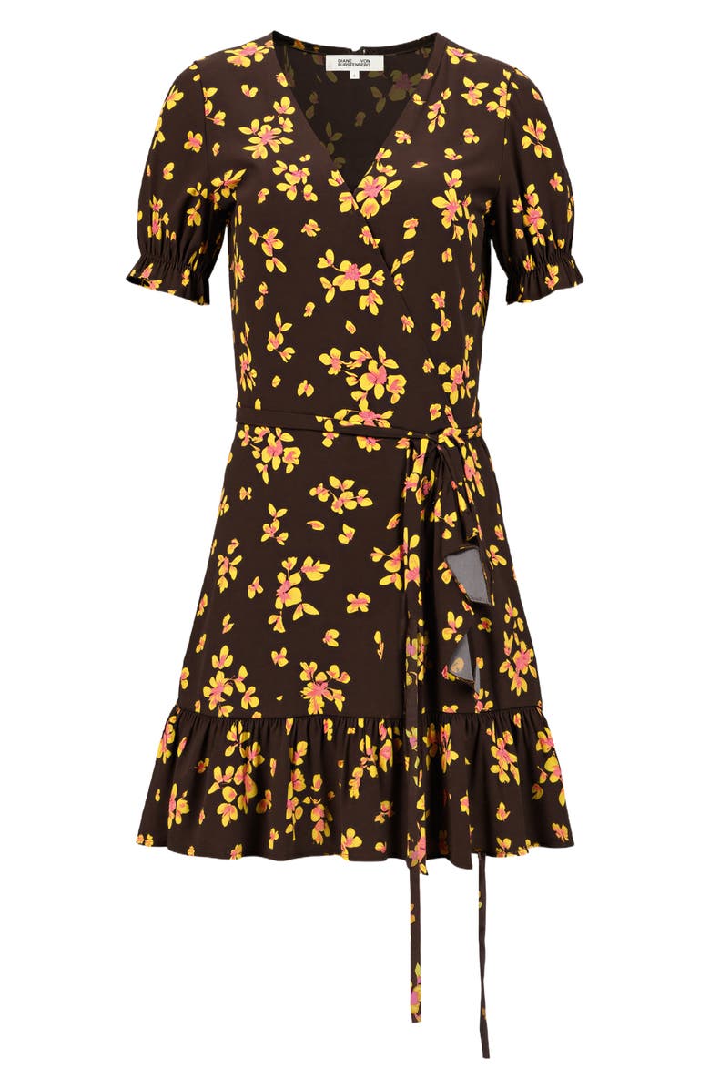 Diane von Furstenberg Emilia Floral Wrap Minidress, Alternate, color, Island Orchid