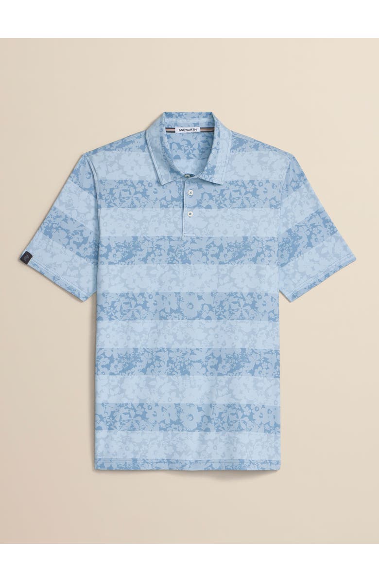 ASHWORTH GOLF Floral Rugby Polo, Main, color, Denim