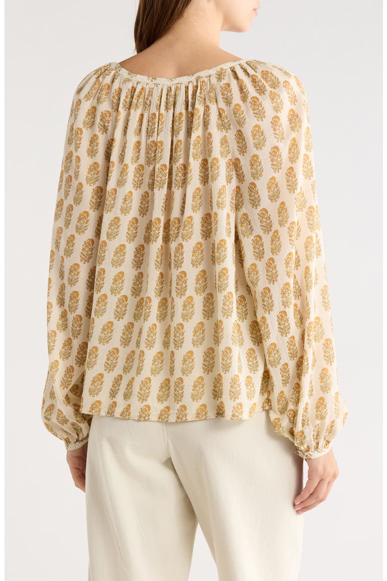 Olvera Print Cotton Split Neck Top, Alternate, color, BONE MULTI