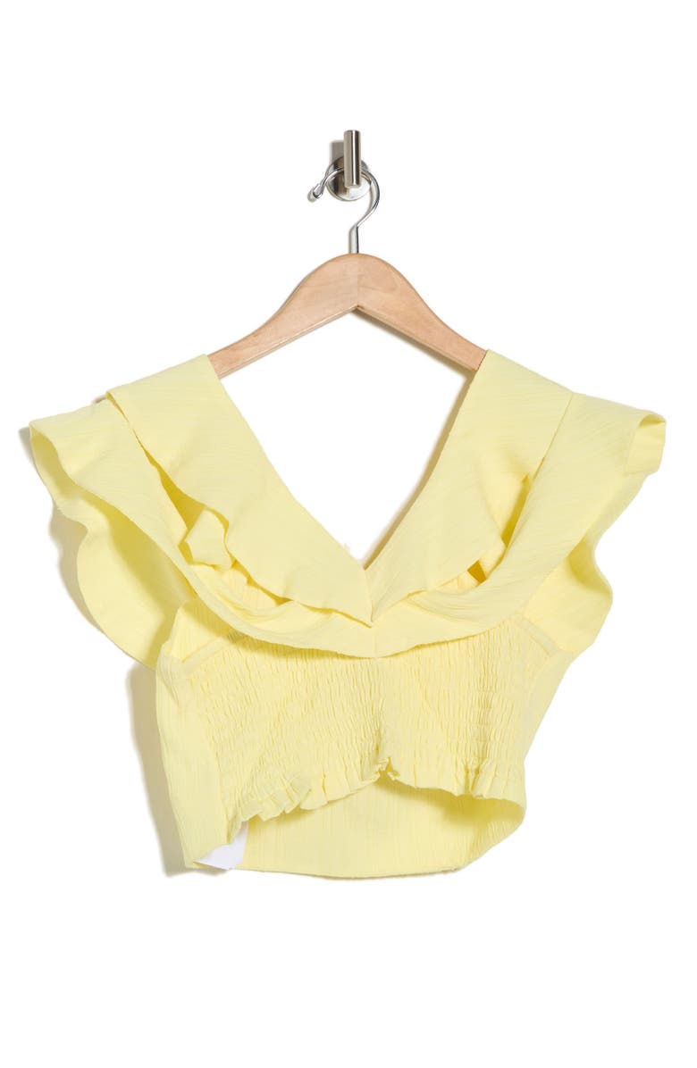 maje Lilant Ruffle Top, Alternate, color, Jaune