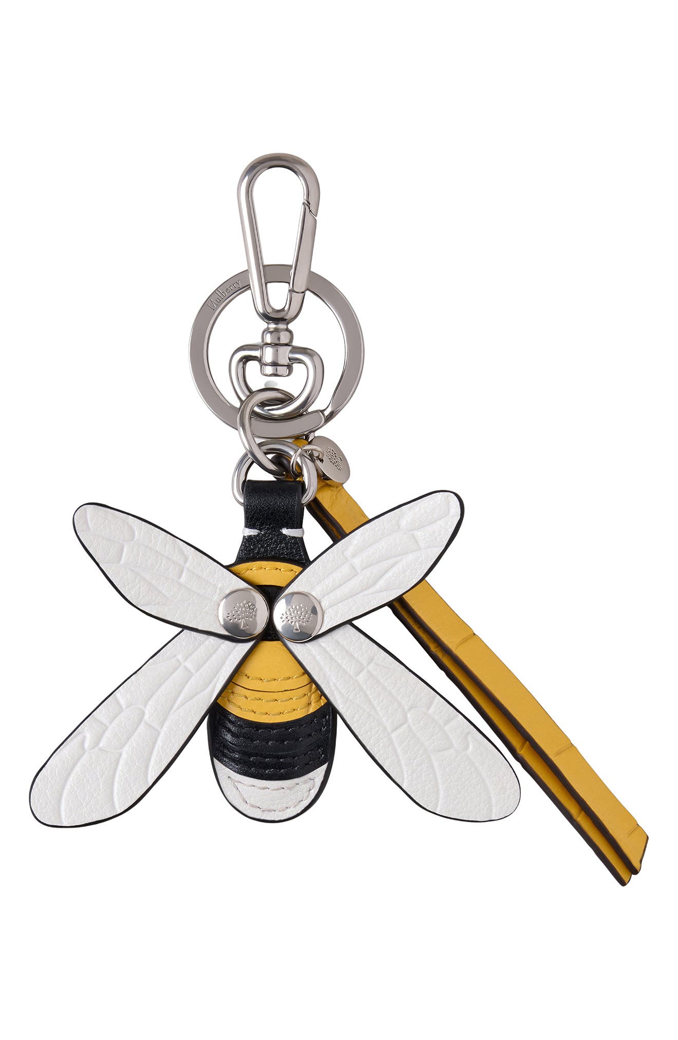 Mulberry Bumble Bee Leather Keyring & Bag Charm, Main, color, Yellow Multi