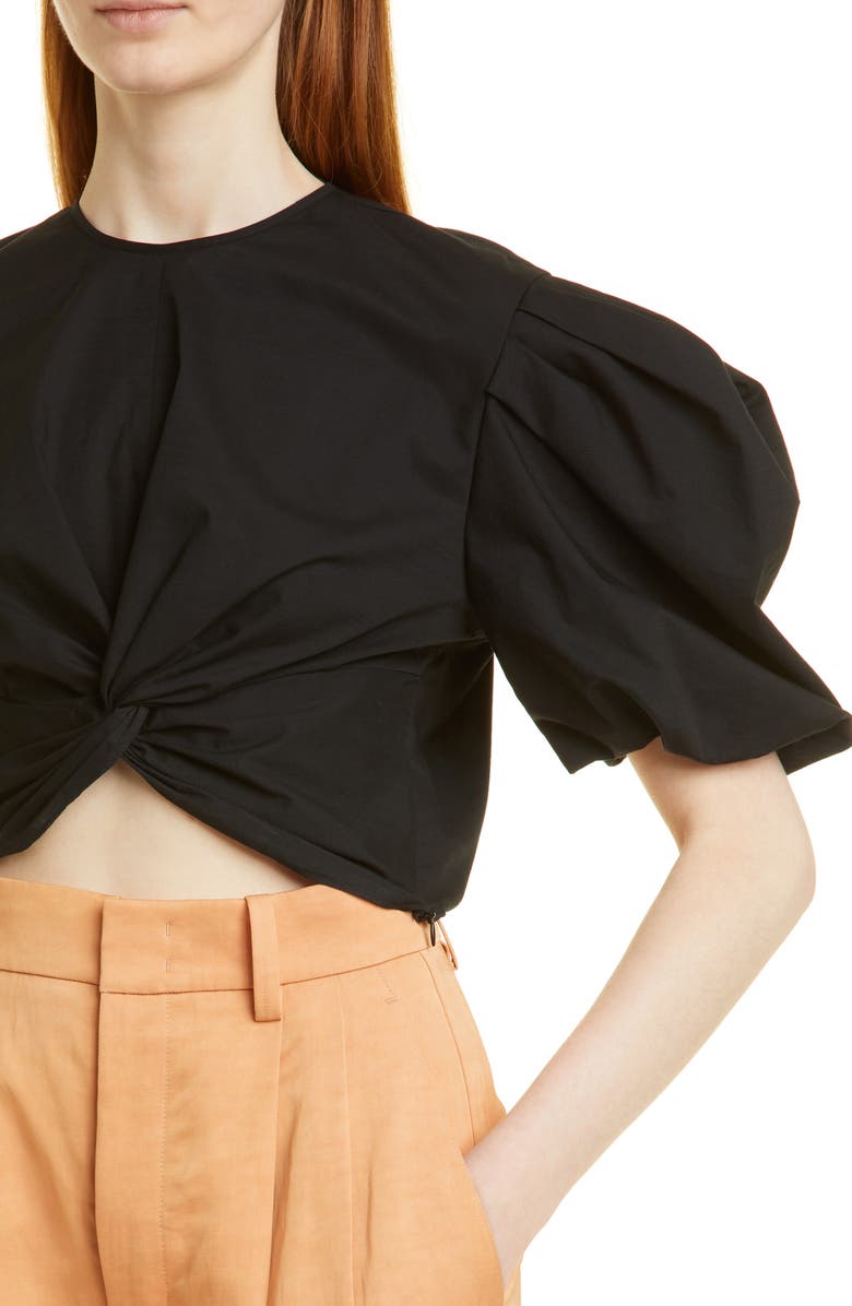 Vince Twist Front Organic Cotton Blend Blouse, Alternate, color,