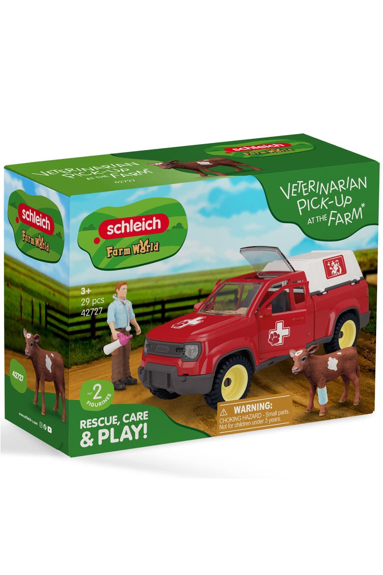 Farm World, Veterinarian Pick Up At The Farm, 29 Piece Vehicle Playset, Main, color, Multicolored