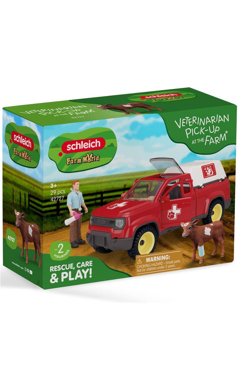 Schleich Farm World, Veterinarian Pick Up At The Farm, 29 Piece Vehicle Playset, Main, color, Multicolored