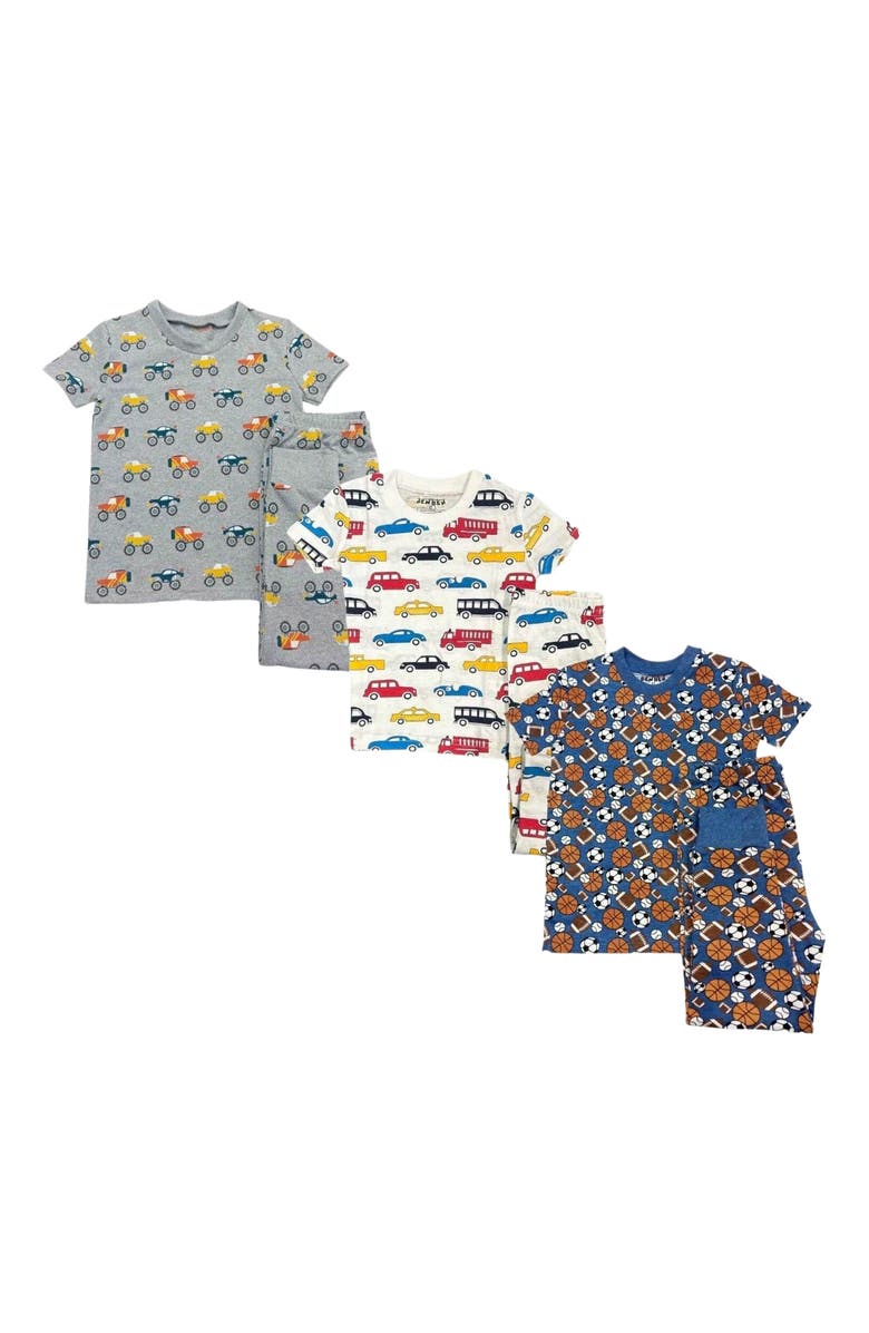 BenBen 3 Pack Boys' Shortsleeve Pajamas, Main, color, Cars/Sports/Trucks