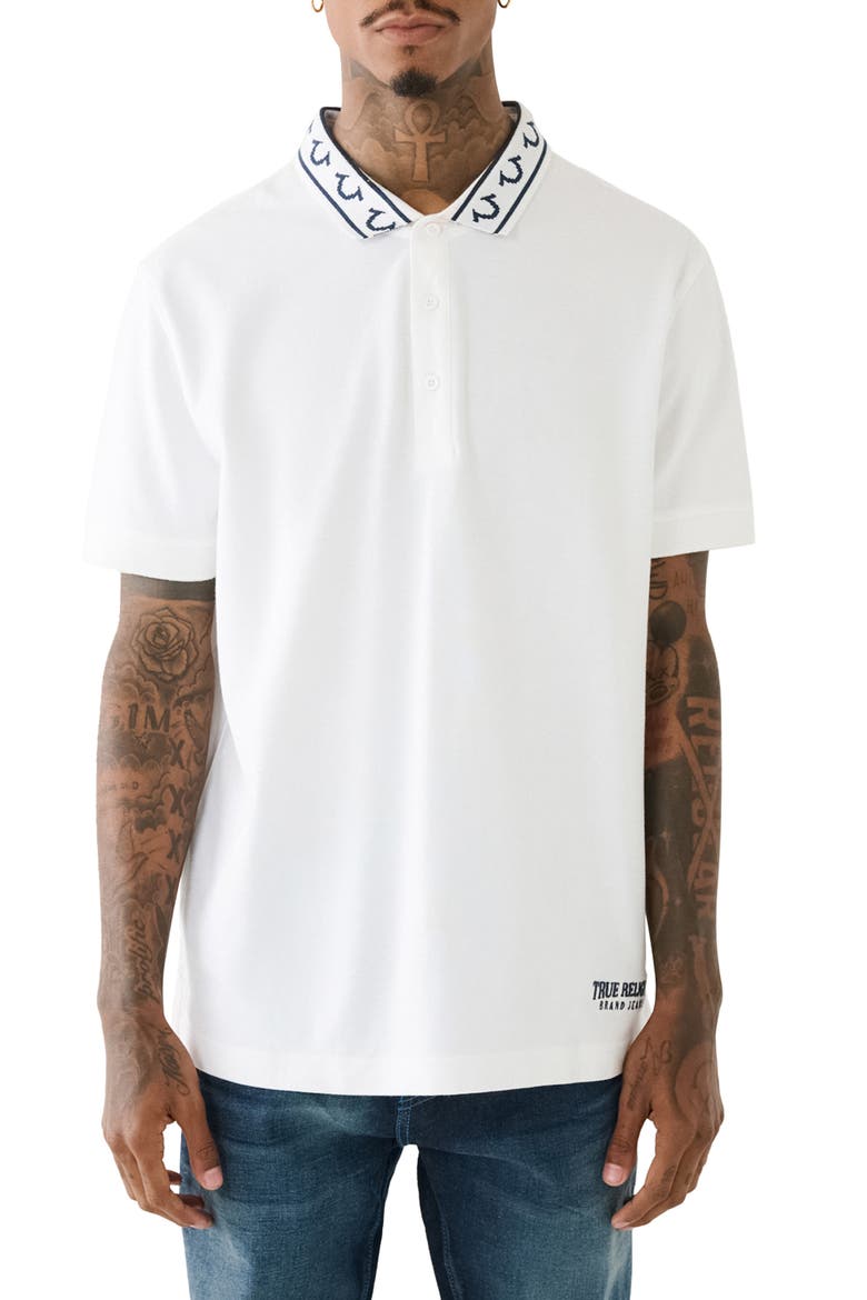 Logo Collar Cotton Polo, Main, color, OPTIC WHIT