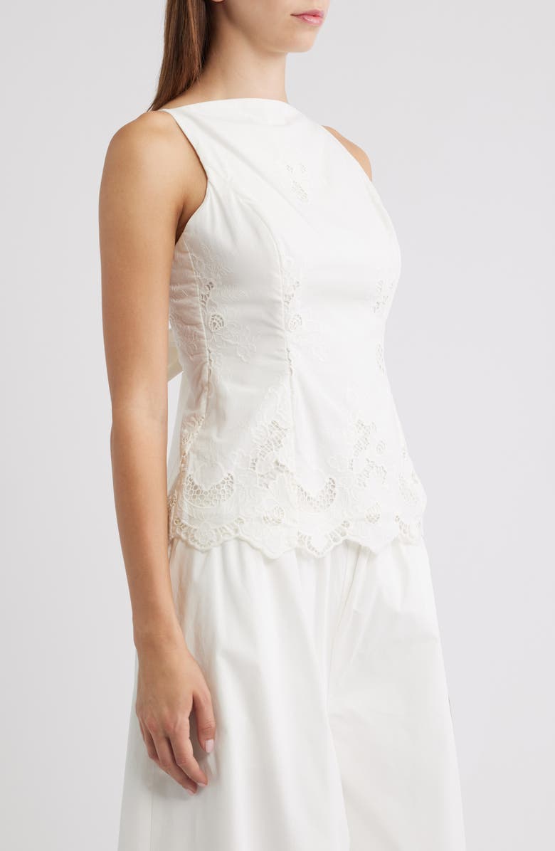 HOUSE OF CB Nolia Broderie Anglaise Cotton Bow Back Top, Alternate, color, White
