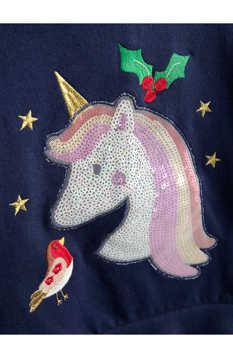 JOJO MAMAN BEBE Kids' Unicorn Sequin Sweatshirt, Alternate, color, Navy