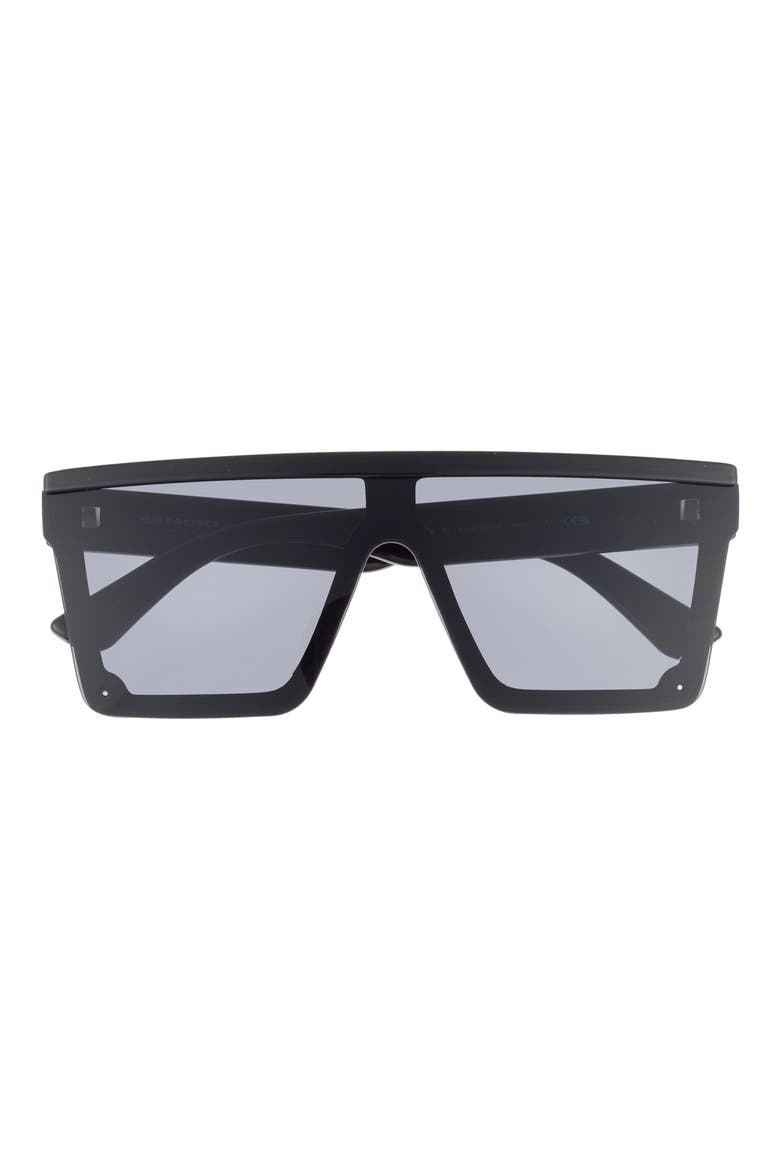 99mm Flat Top Sunglasses, Main, color, SOLID BLACK