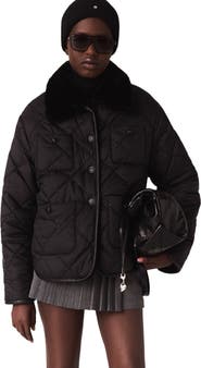 maje Reversible sequin puffer jacket