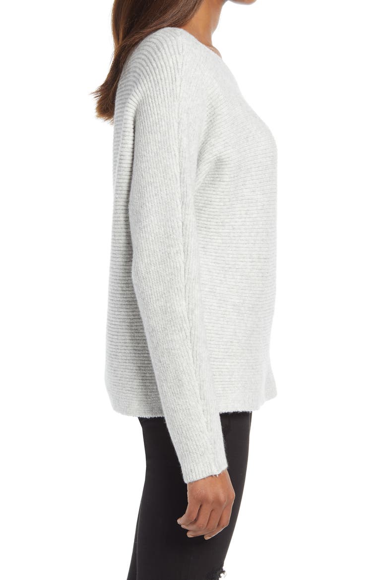 Ribbed One-Shoulder Pullover, Alternate, color, GREY LIGHT HEATHER